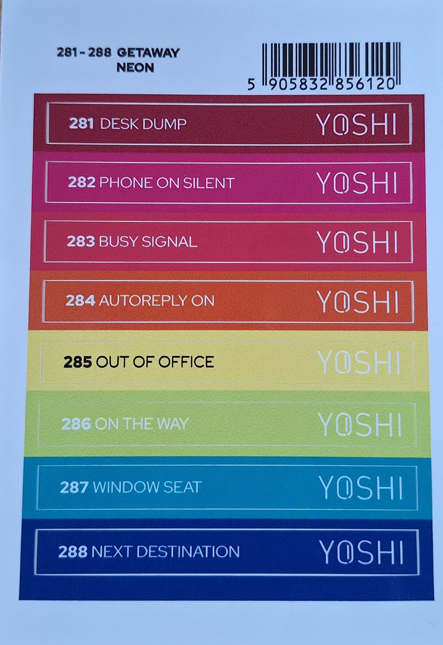 Yoshi™ Gelpolish Getaway NEON Collectie 8x6ml + GRATIS kleur labels