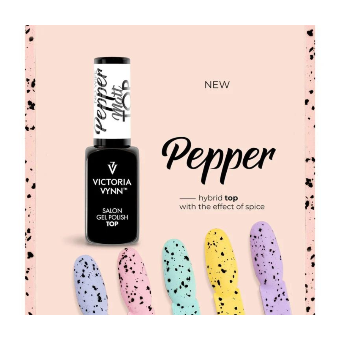 Victoria Vynn™ - No Wipe Top Coat  Mat |  #Met zwarte spikkels 8ml