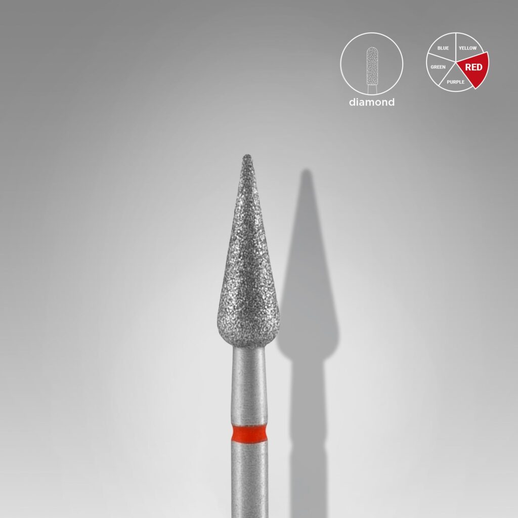 Staleks™ Diamond Nail Drill Bit red "Pointed Pear" EXPERT