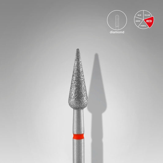 Staleks™ Diamond Nail Drill Bit red "Pointed Pear" EXPERT